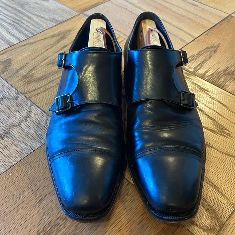 To Boot New York mens double monk strap black shoes size 9 leather